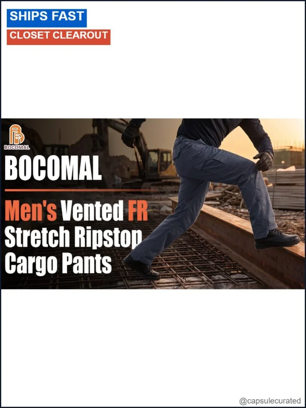 FR Cargo Pants Men Relaxed Tapered Stretch Ripstop NFPA2112 CAT2